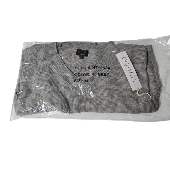 Lumière Gray Knit Sweater Womens Pullover Style V-Neck New in Bag - Picture 5 of 8